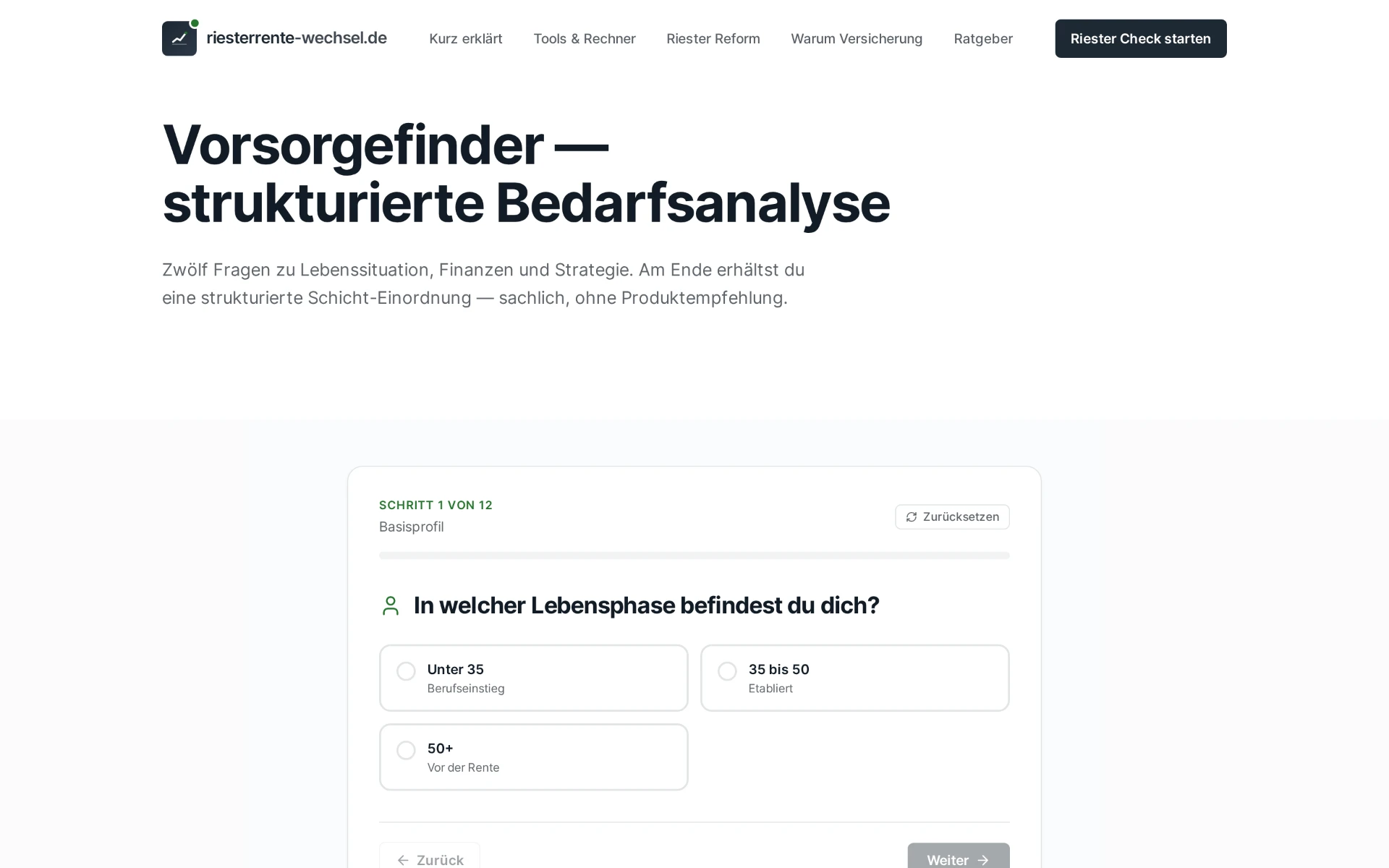 riesterrente-wechsel.de — Vorsorgefinder